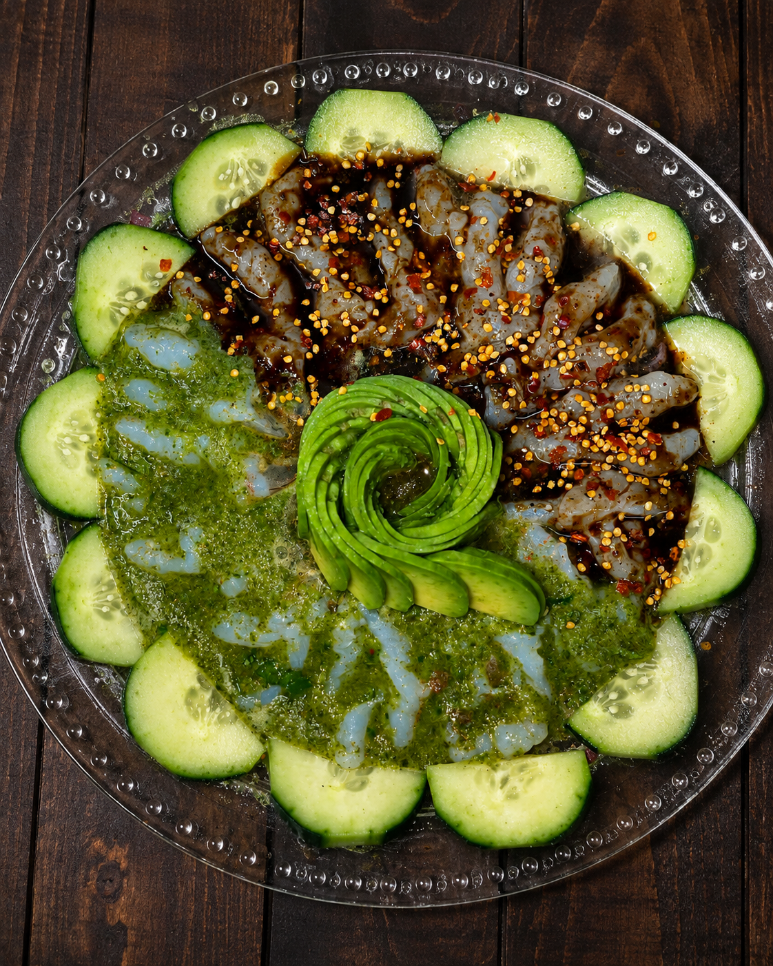 Camarones Aguachiles verde y negro de Mr. Barbas