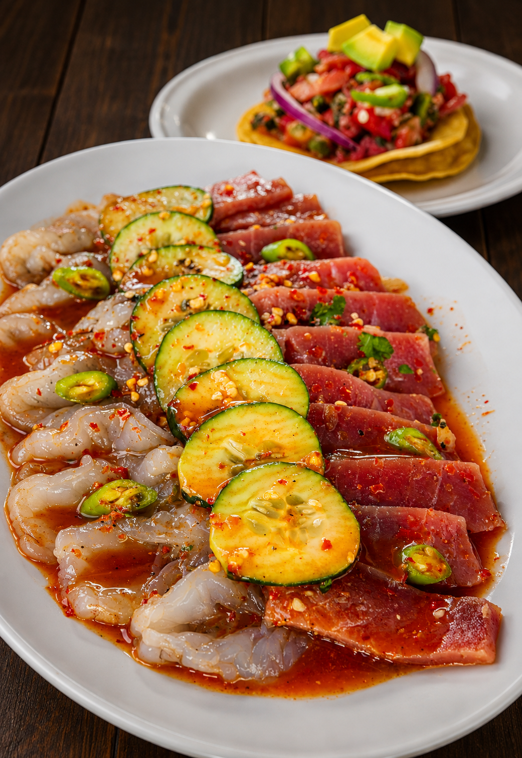 Tiradito de Atún y Aguachile de Mr. Barbas
